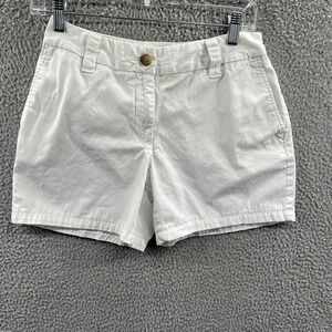 Lands End Womens Chino Shorts 2 White Cotton Minimalist Classic Casual Summer